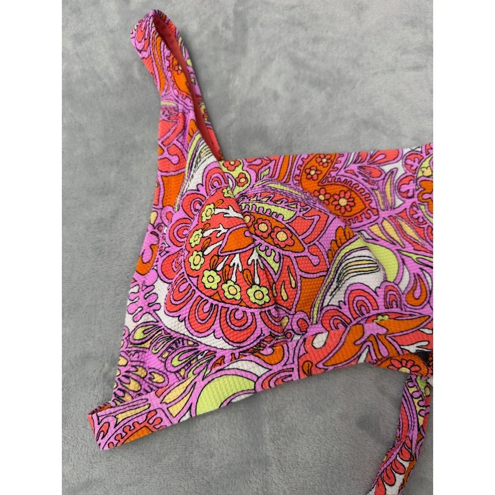 NWT Jessica Simpson Women's Mandarin paisley Thick Strap bikini swim top L $56